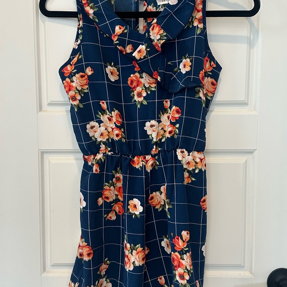 Floral Sleeveless Romper with Notched Collar